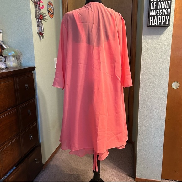 NWOT coral sleeveless formal dress with sheer jacket rhinestone brooch size 10 - Picture 4 of 11